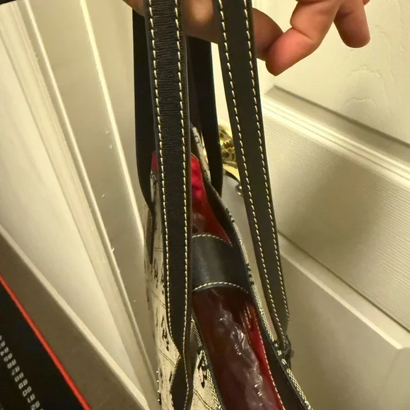 Dooney & Bourke Monogrammed Black and Tan Tote